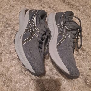 Asics Gray Knit Athletic Running Shoes
